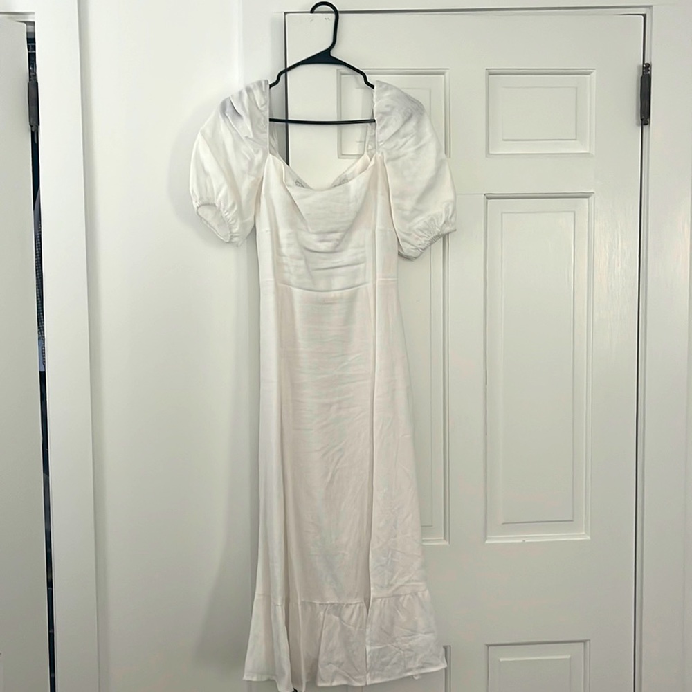 Reformation White Midi Linen Dress